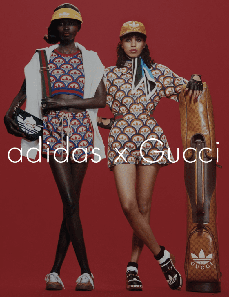 2 models showing the golf and tennis inspired outfits from the Adidas x Gucci collection | Ode2style.com