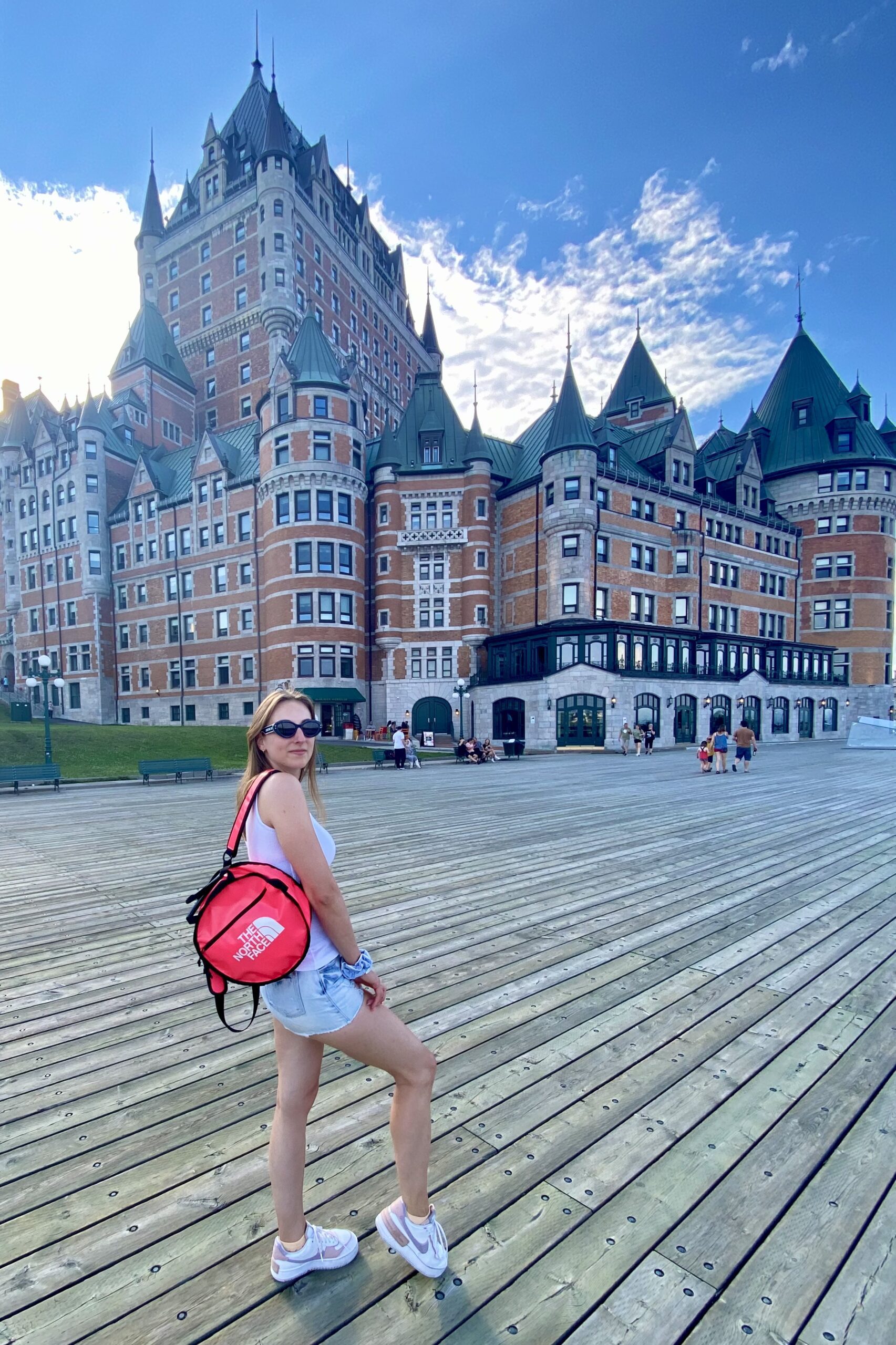 Astrid in front of Chateau Frontenac, Quebec, Canada | Ode2style.com