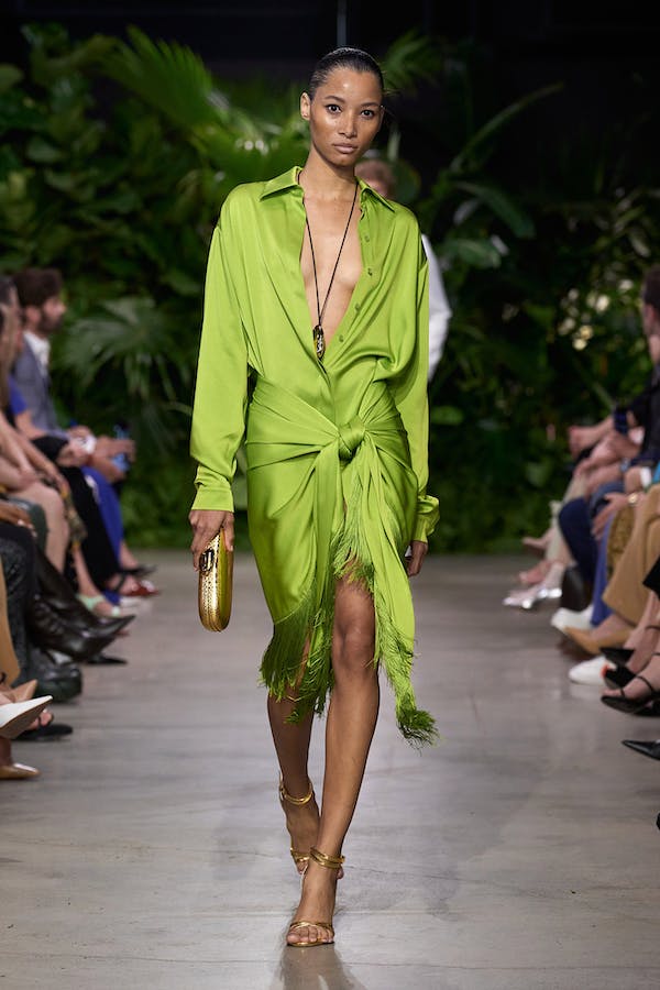 Snake green summer dress by Michael Kors for SS23 | Ode2style.com