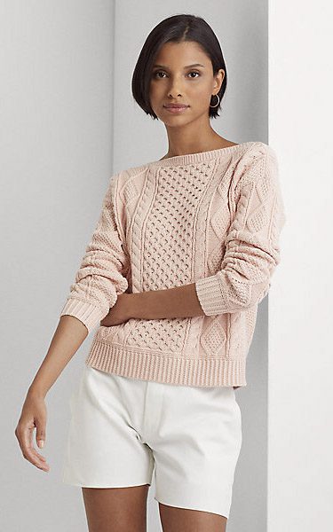 Lauren Ralph Lauren Irish Aran Soft Pink knit spring summer 2023
